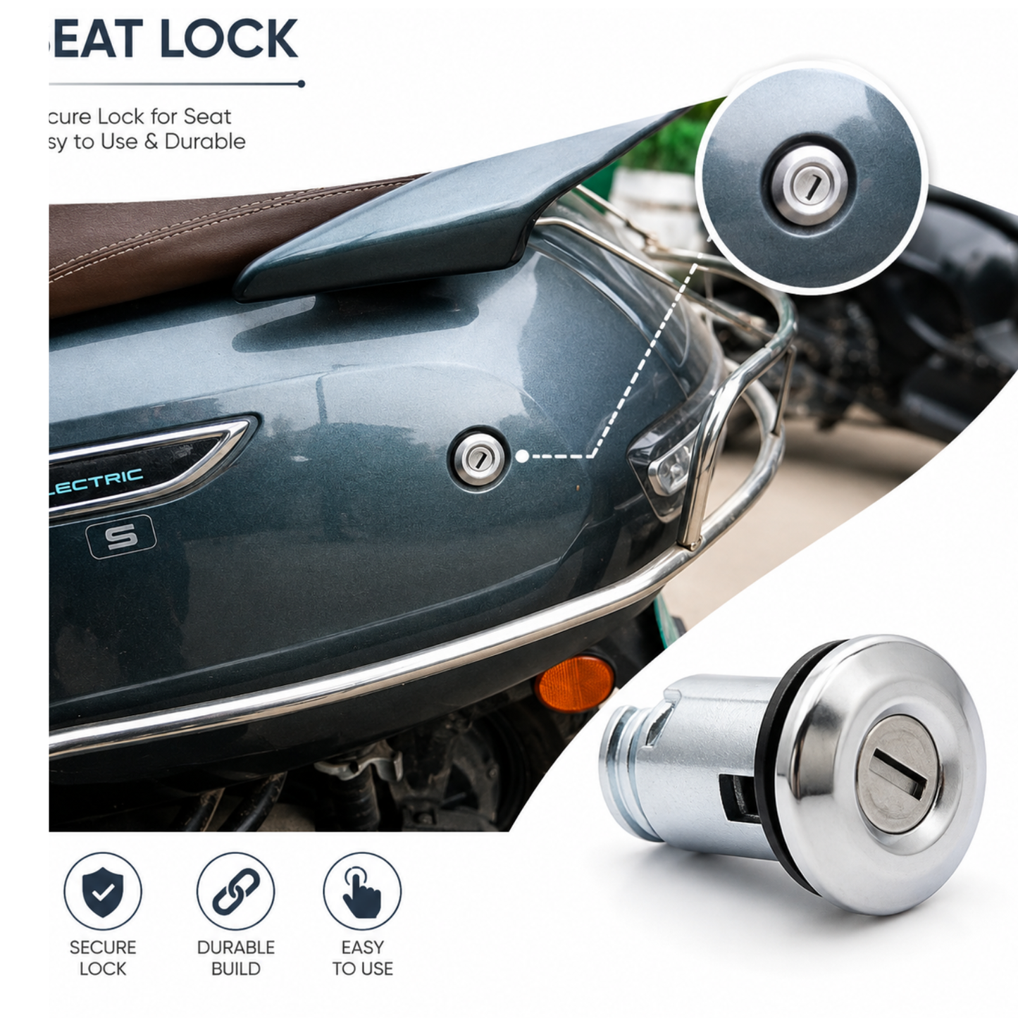 TVS iQube Main Key Set with Seat Lock | Complete Key & Lock Set