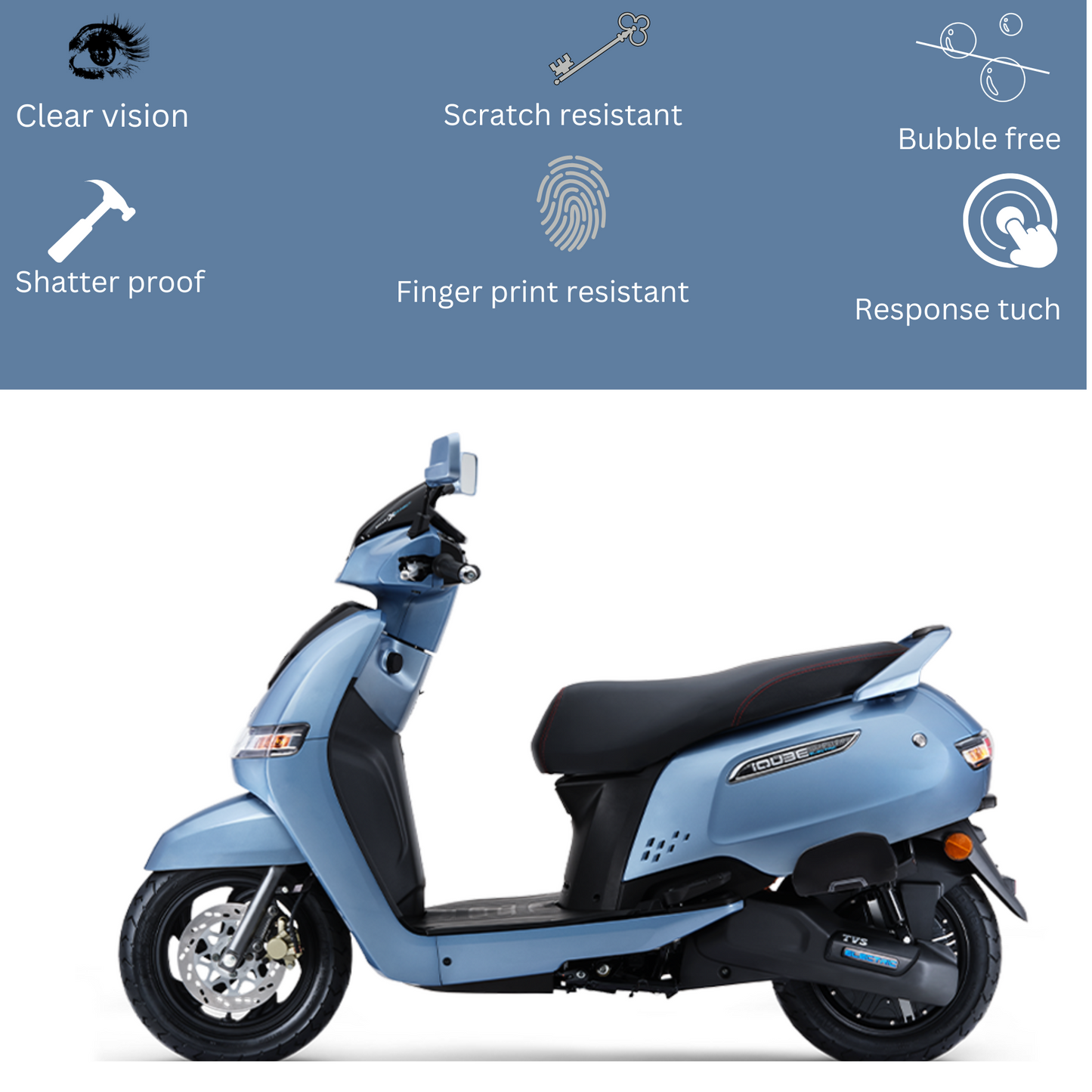 Egun TVS iQUBE S Touch PET Screen Protector 7inch / Edge to Edge cover TVS iqube Accessories (Glossy)